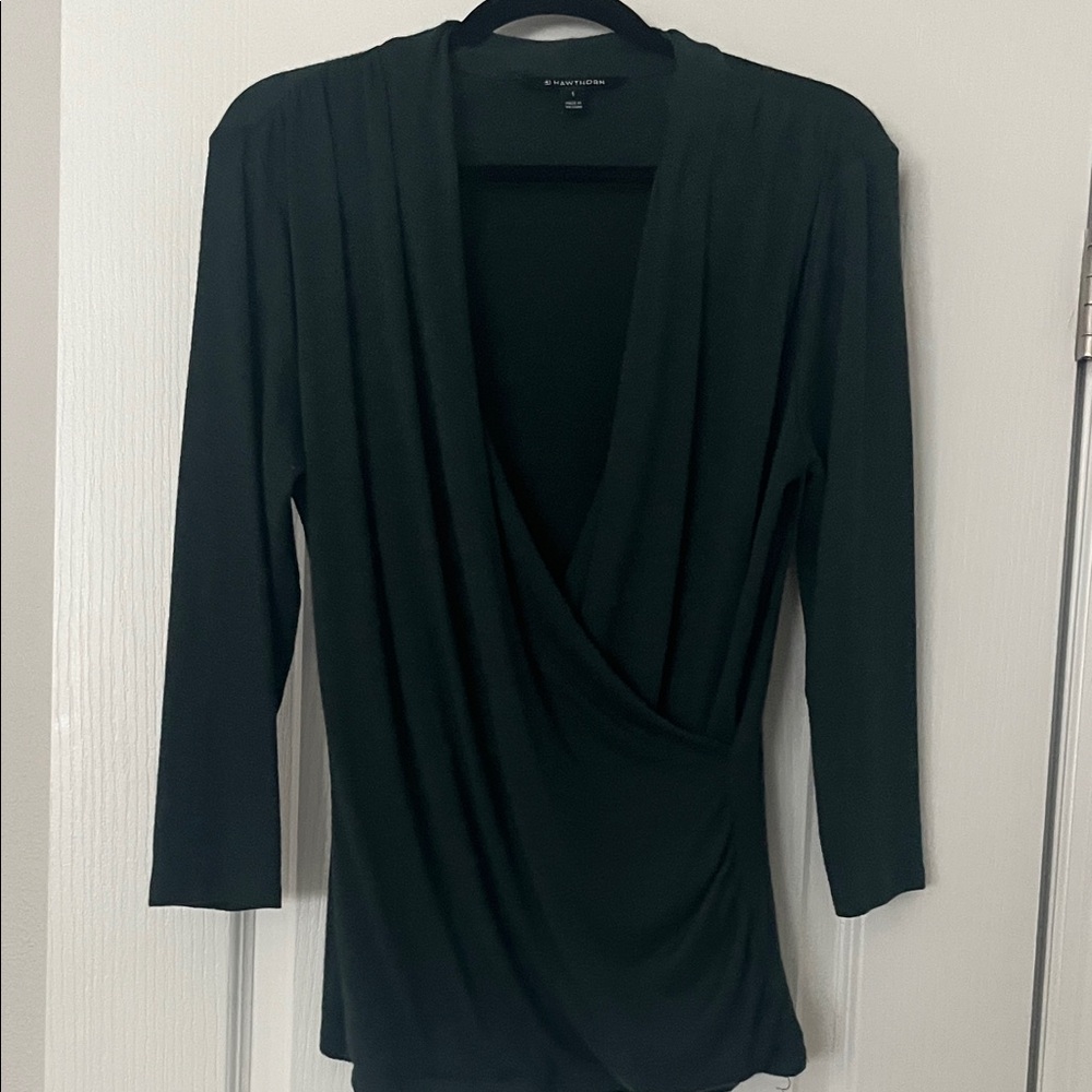 Hunter Green Drape Front Top